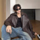 Leather Jacket Men's 2024 Spring and Autumn New American Style Retro cleanfit Plagianus Handsome Loose PU Leather Collar Jacket