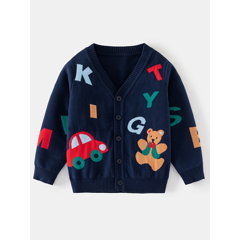 N 37831 Cartoon kids knit cardigan 卡通提花儿童针织开衫