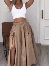 F 51863LSleeves Split Midi Skirt Set ���俪�ð���ȹ��ŷ��