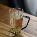 高硼硅玻璃绿茶杯大容量水杯高颜值花茶杯带把手的杯子女士泡茶杯