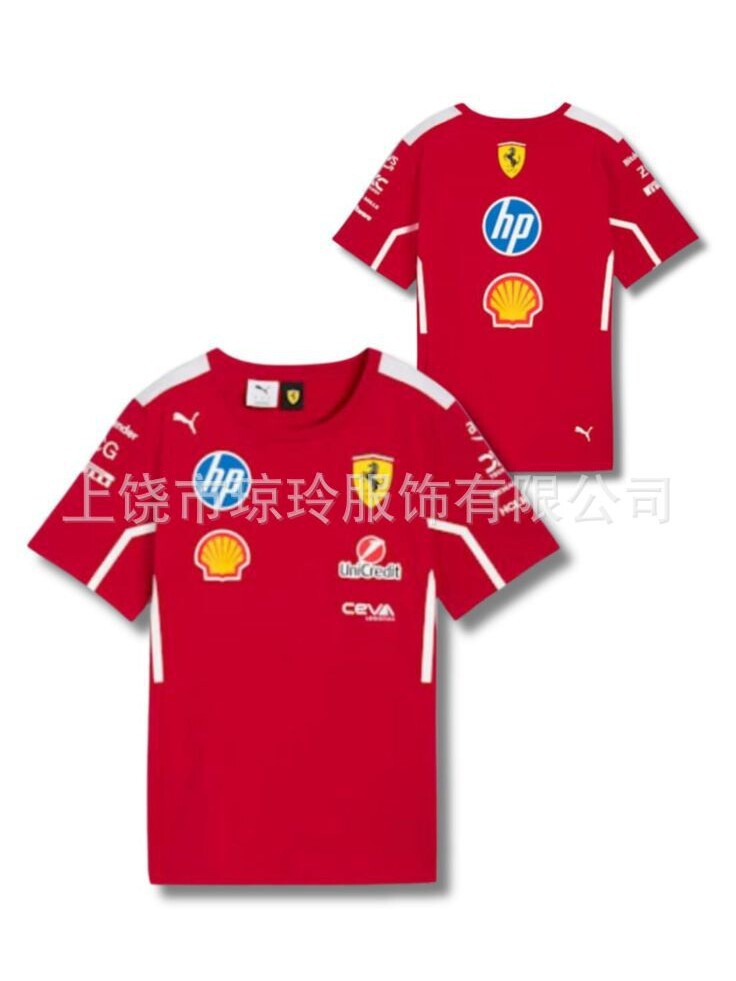 Cross-Border Ferrari Team 3D Printed Short-Sleeved T-Shirt for Men, Quick-Drying Breathable Sports Round-Neck Football Uniform, Quick-Drying T-Shirt for Men