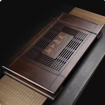 九竹茶盘排水天道酬勤胡桃色抽屉式茶盘简约干泡储水茶台功夫茶具