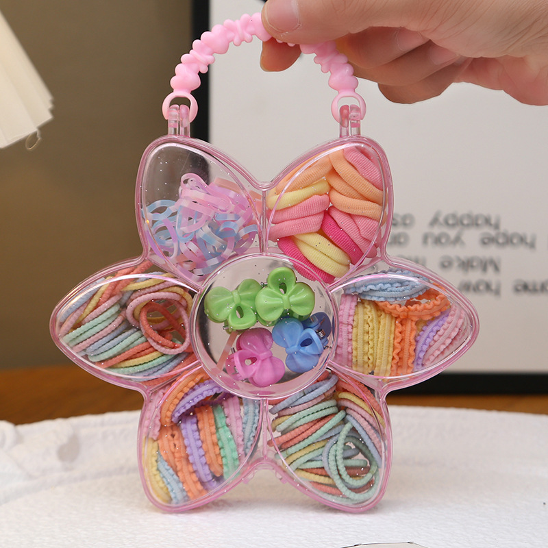 Nuevo niño pequeño princesa bolso anillo de cabello para chicas fresco dulce macarón cabello bonito conjunto de adornamiento para el cabello correa