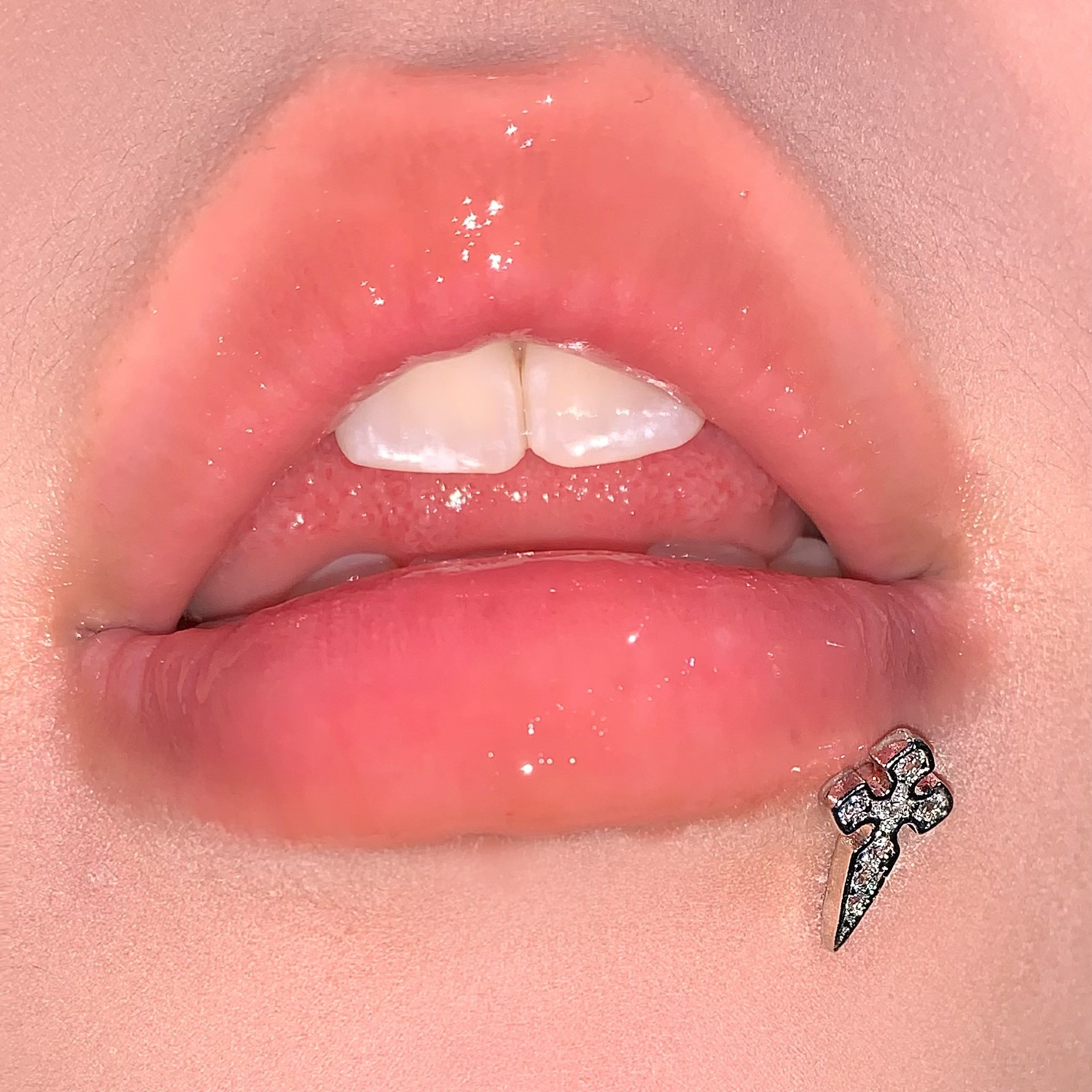 Labret piercing jewelry detail image