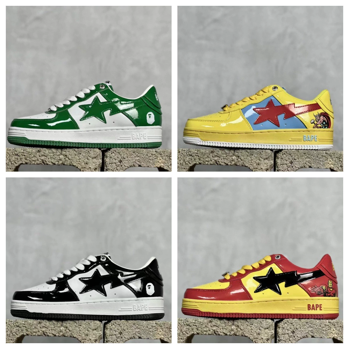 BAPE GOOSE SK8 Air Force Лакированная кожа Замша Street Trend Vibe Пара Низкие туфли для внешней торговли Трансграничная обувь