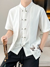 袖t恤男士中国风冰丝唐装中式国潮假两件半袖体恤上衣