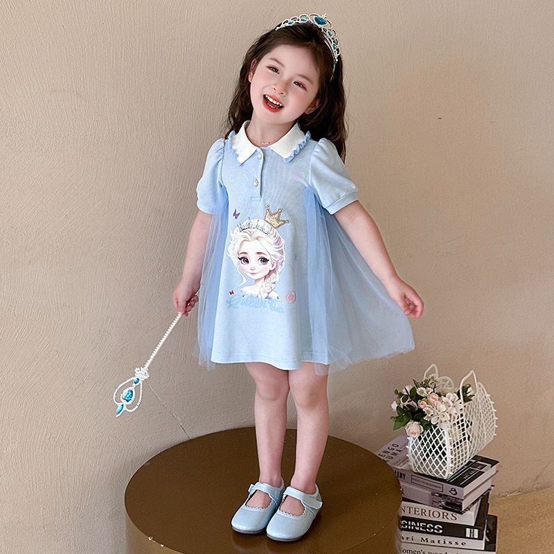 Elsa Princess Dress Girls Dress Summer 2025 New Children's Summer Polo Skirt Summer Fashion