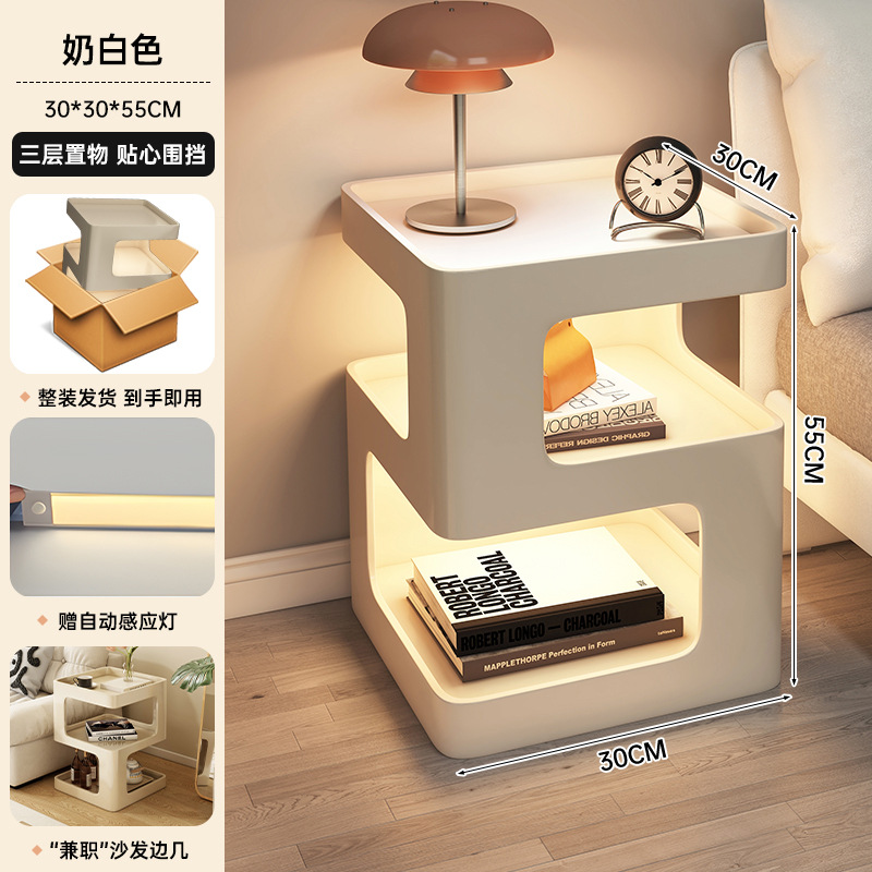 Mesa de cabezal de cama dormitorio armario de almacenamiento armario de almacenamiento estante de libros simple estante de visualización multifuncional estante de almacenamiento lateral doméstico