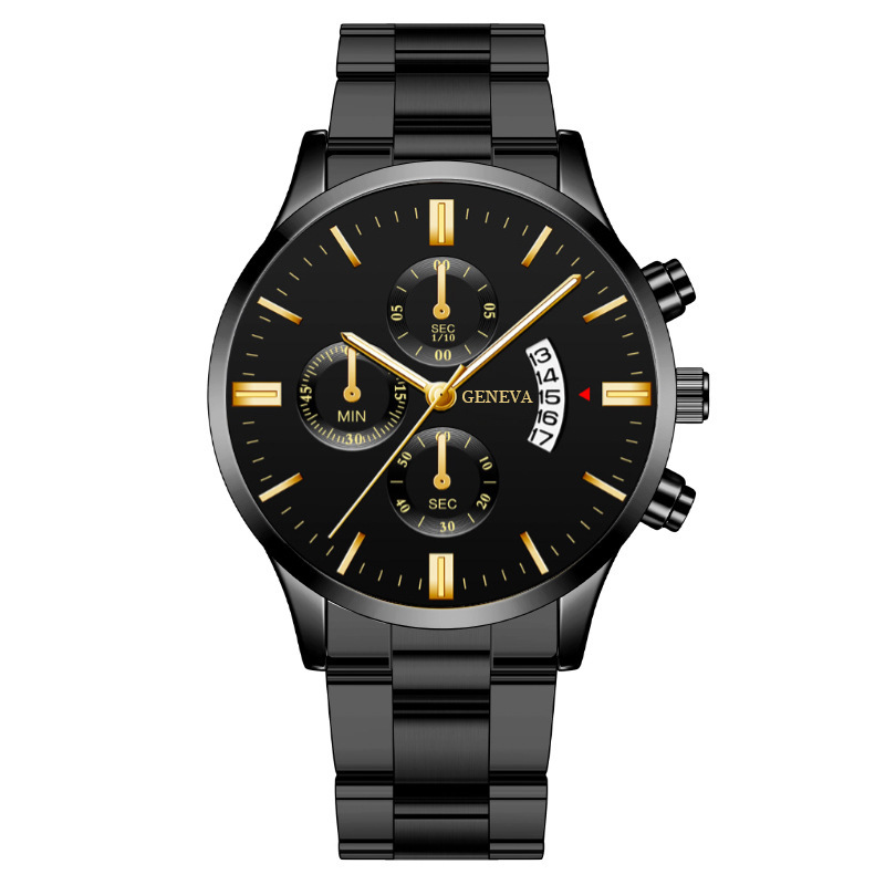 Wholesale cross-border explosions calendar steel band quartz watch men's business men's watch three-eye large dial watch men's watch