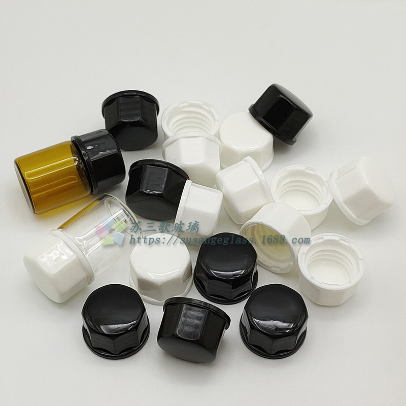 13牙黑色八角盖 白色塑料盖 螺口瓶精油瓶玻璃瓶盖小样分装瓶盖子