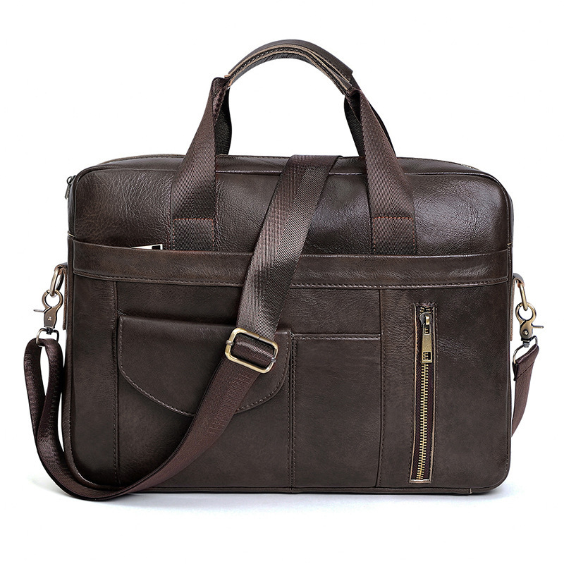 Men's Handbag Business Retro Shoulder Crossbody Bag Briefcase Leather Laptop Bag Genuine Leather Men's Bag