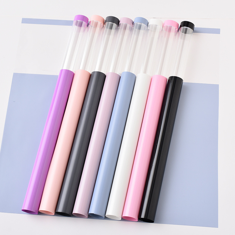 Fábrica de fiestas de flores nuevos bordes transparentes de papel de embalaje de flores de vidrio color sólido florista paquete de papel de embalaje de flores