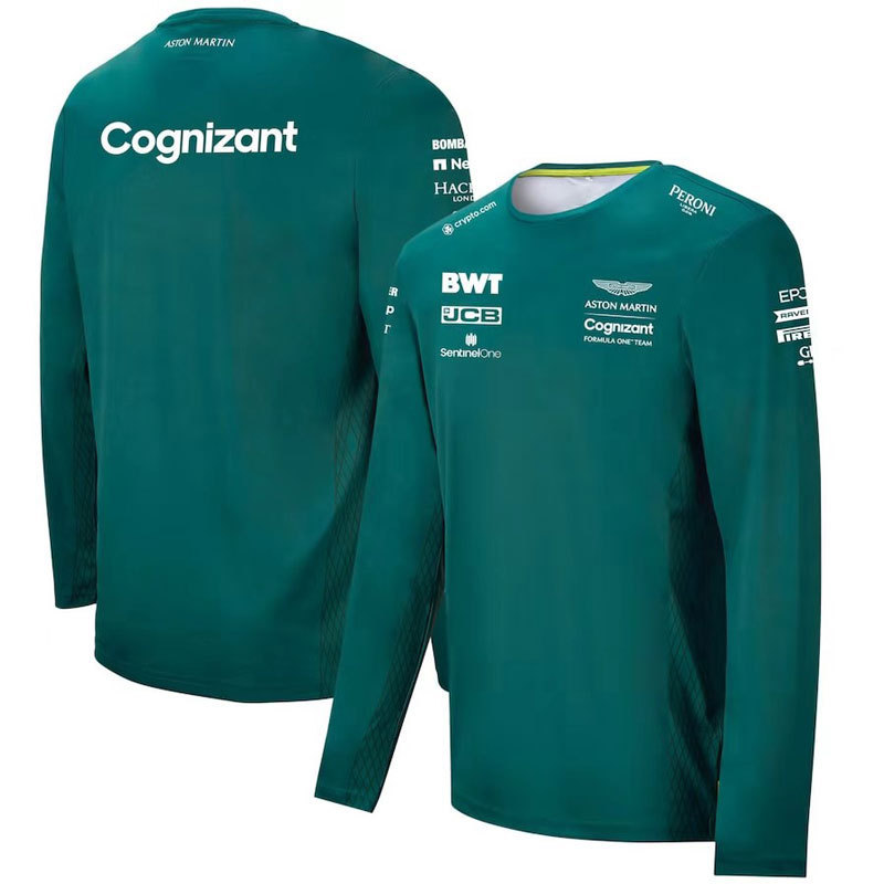 2021 Aston Martin team f1 racing suit men's long-sleeved T-shirt quick-drying clothes spring and autumn green Vettel