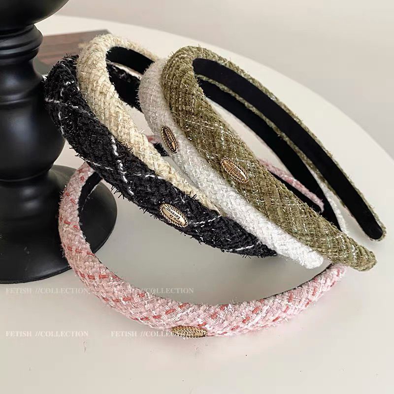 法式復古粗花呢洗臉發卡發箍女2022年網紅新款壓發頭箍高級感髮飾