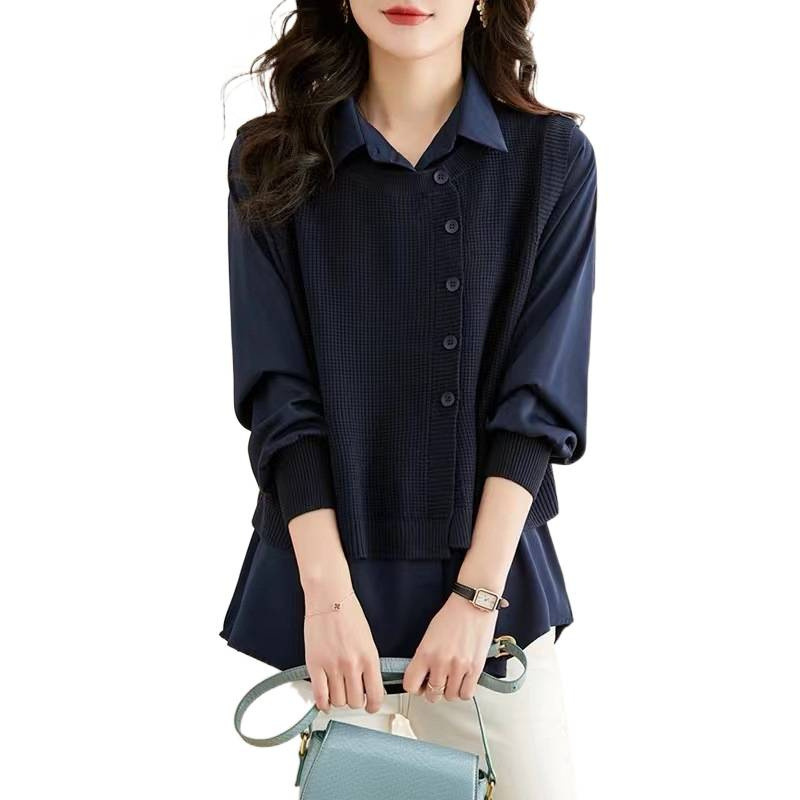 两件套衬衫女2025春秋新款宽松休闲早秋衬衣外套洋气马甲长袖上衣|undefined
