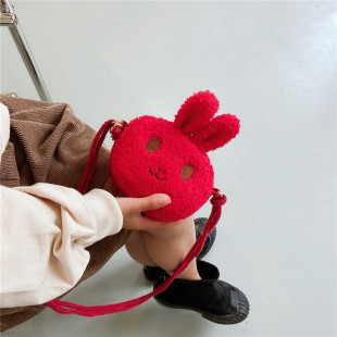 New Bag Cute Rabbit Bag Cartoon Children's Bag Cute Doll Baby Girl Coin Purse Plush Shoulder Bag