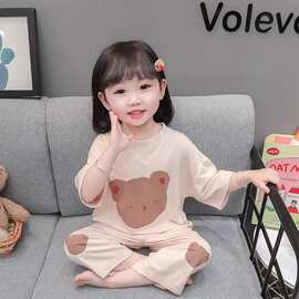 儿童睡衣纯棉小孩套装宝宝春夏季七分袖女儿童女童家居服夏季2025