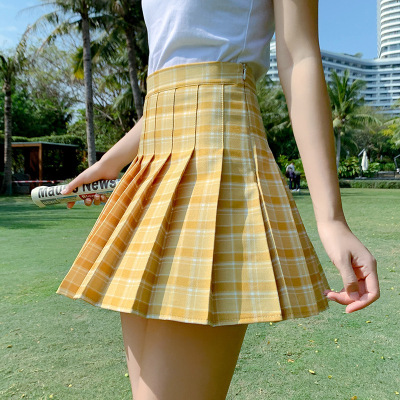 Pleated skirt Short skirt summer 2021 new pattern Korean Edition Paige Show thin Versatile Anti emptied a word lattice skirt