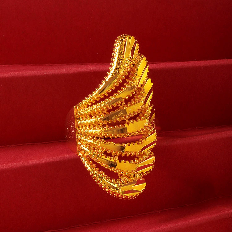 Вьетнам Sha Jinfengwei открытое кольцо для женщин латунные позолоченные перья можно регулировать большие кольца ювелирные изделия оптом