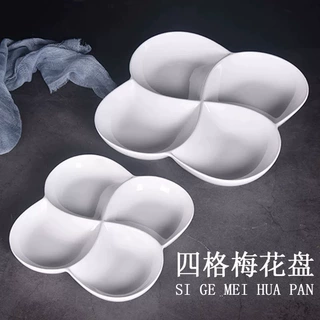 陶瓷定量分格水果盘冷拼盘凉菜盘家用四格分餐盘点心盘餐具调色盘