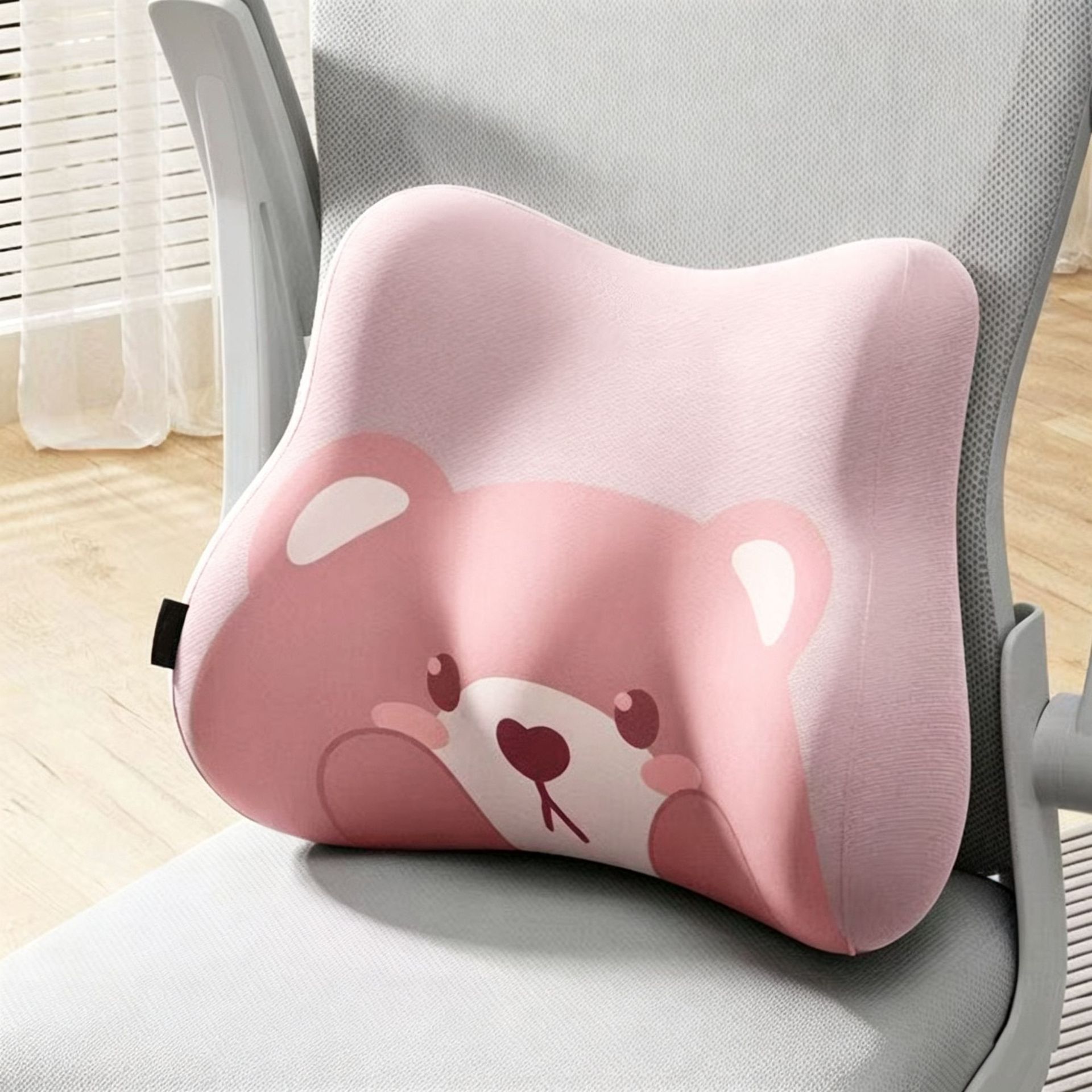 Cross-border cartoon bear lumbar support cushion for office workers, long-sitting waist protector, memory foam slow-rebound car cushion