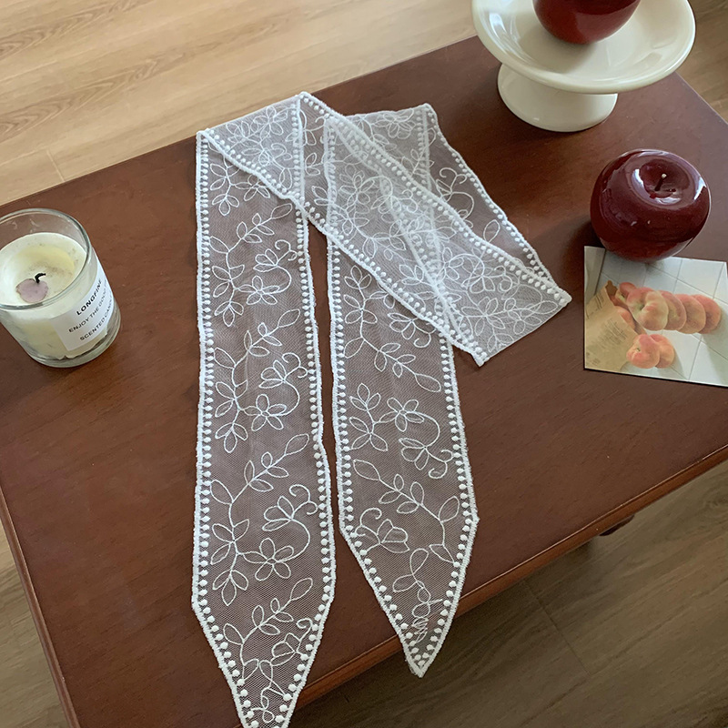 Pañuelo de seda, pañuelo de alta calidad, diadema pastoral femenina de verano, babero francés, bufanda femenina, bufanda de encaje, cinturón de cintura