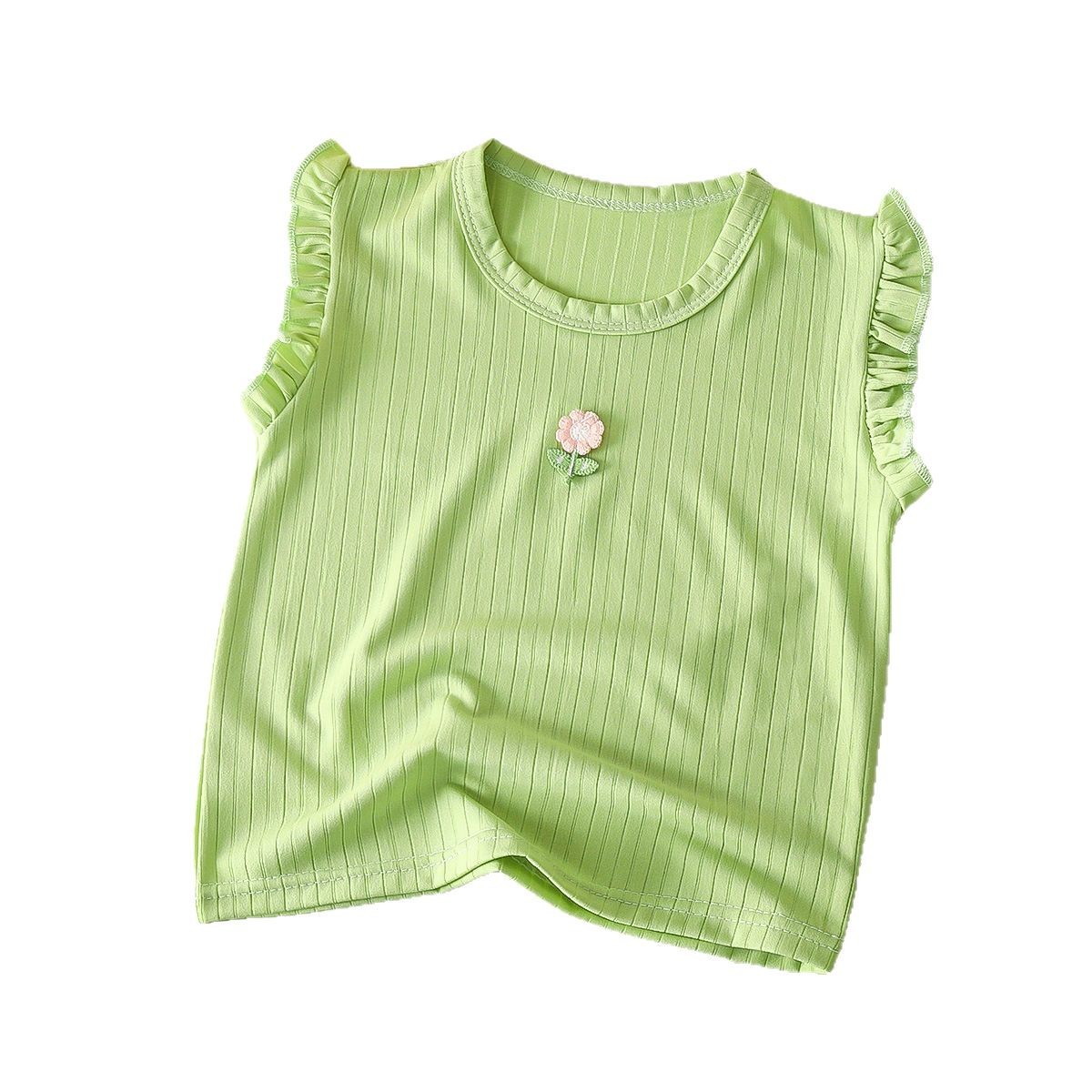2025 nuevo chaleco de flores mangas de encaje chaleco de niños mangas cortas de encaje T verano nuevo chaleco de niños