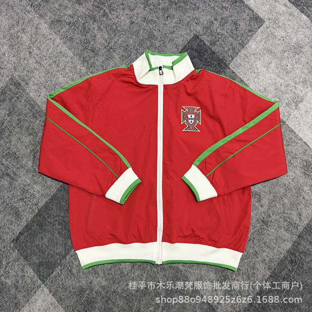 2012 Portuguese National Team Red Jacket Stand-up Collar Football Training Coat Pre-match Sportswear