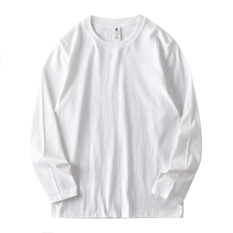 Combed 100% Cotton Men's Long-Sleeve T-Shirt, Trendy Brand, Round Neck, Loose Fit, Inner Layer, Hong Kong Style, Base Shirt, Stylish