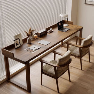 Wall Desk Solid Wood Desk Double Rectangular Desk Retro Study Table Long Table Simple Solid Wood Desk