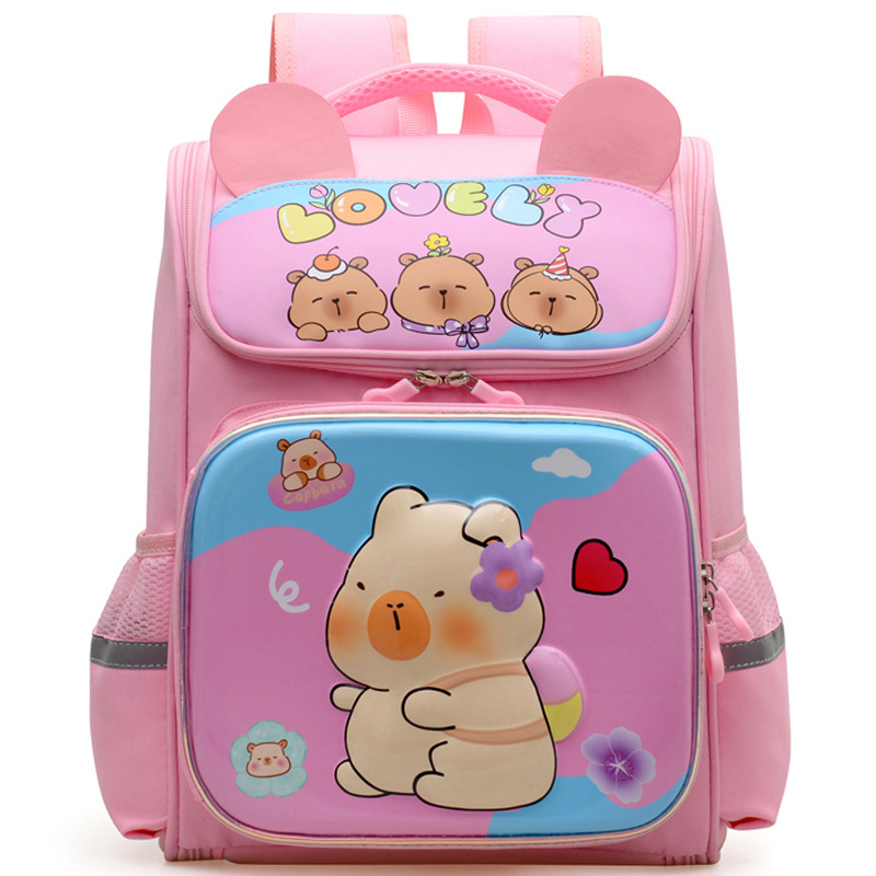 Kapibara mochila infantil de dibujos animados lindas mochila de niñas de grado uno, dos y tres niños mochila ligera