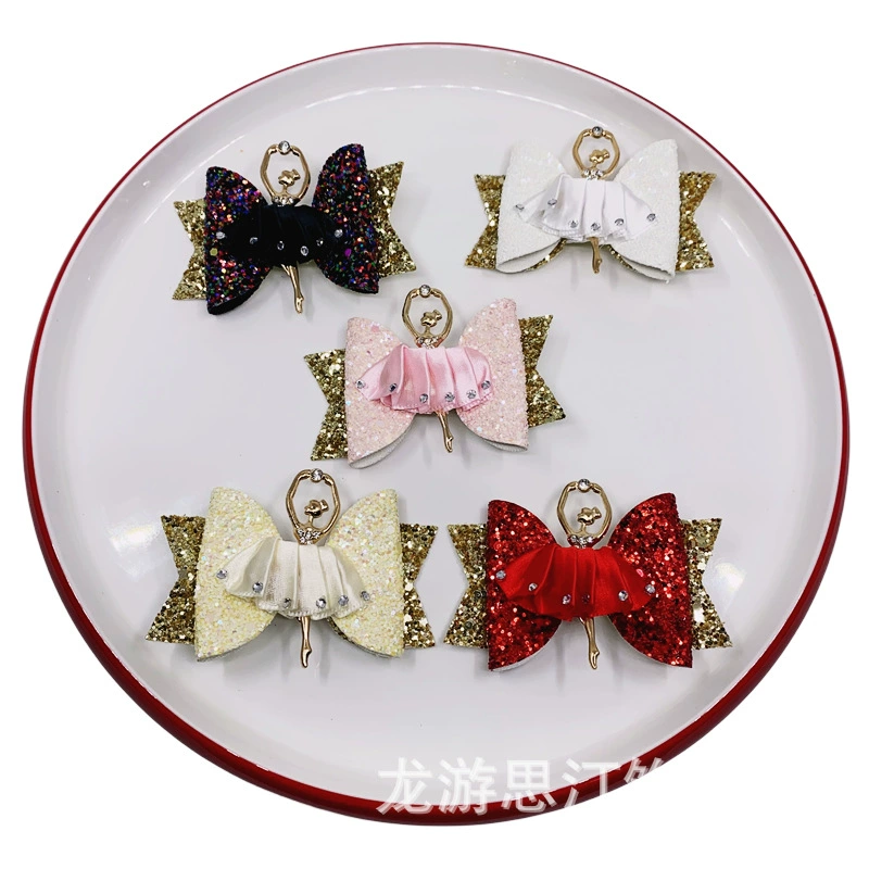 Кросс-бордер горячие продажи балетная девочка бант, заколка с rhinestones кант кристаллы яркая пудра сияющий полный набор ткань