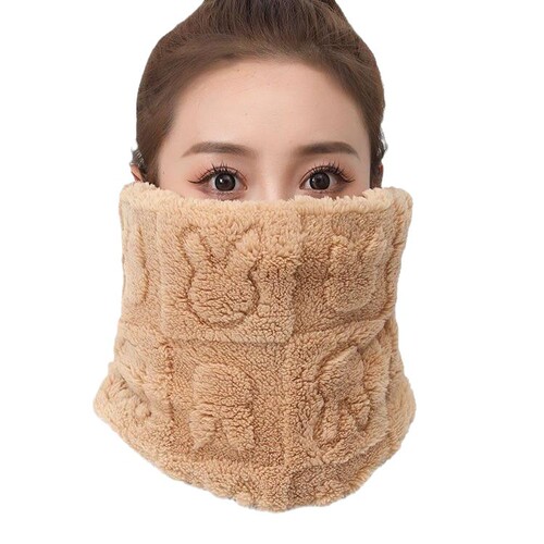 Popular hexagonal hats with plush and thick cycling face masks, neck gaiters for adults, winter outdoor warming scarves