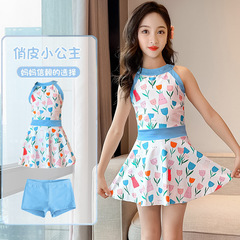 New Internet celebrity children's swimsuit for girls, small, medium and large children, cute printed skirt student swimwear summer wholesale