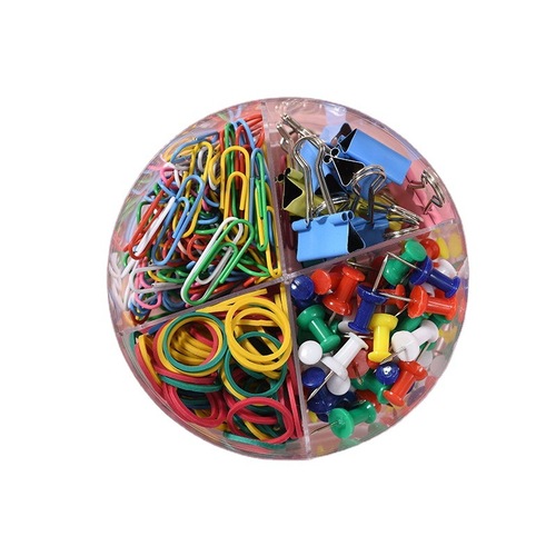 Cross-border four-in-one office combination color boxed paper clip pin ticket holder silver barrel pin pin