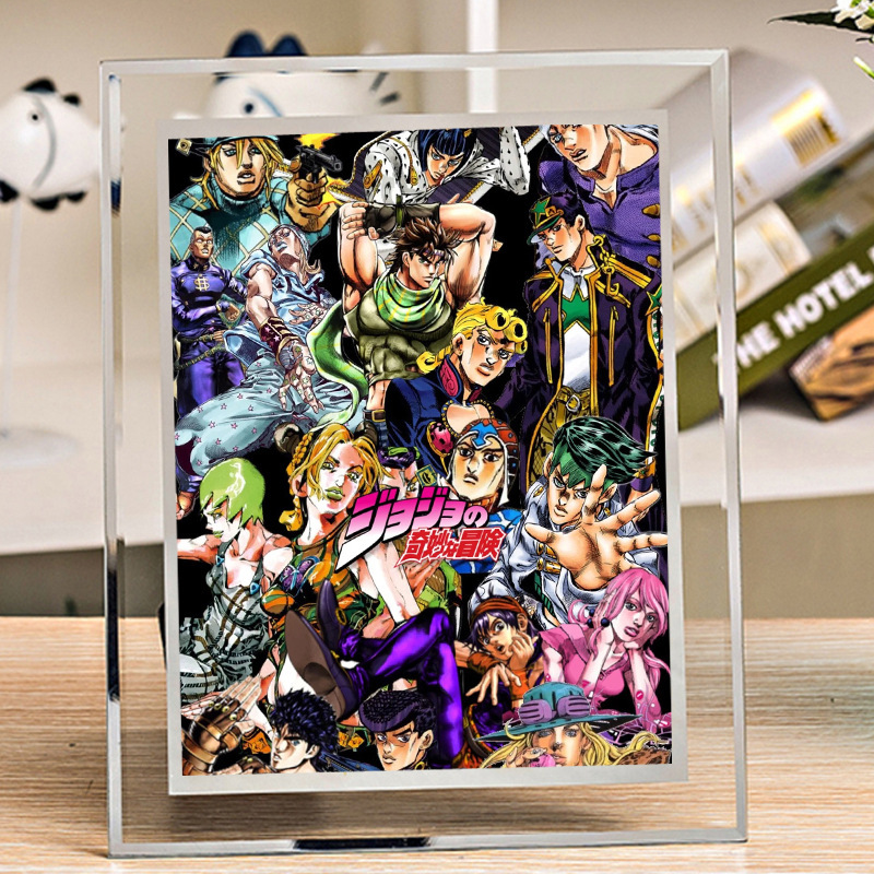 Jojo's Bizarre Adventure Table Display Frame for Desktop, Jotaro Kujo, Joseph Joestar, Tristain