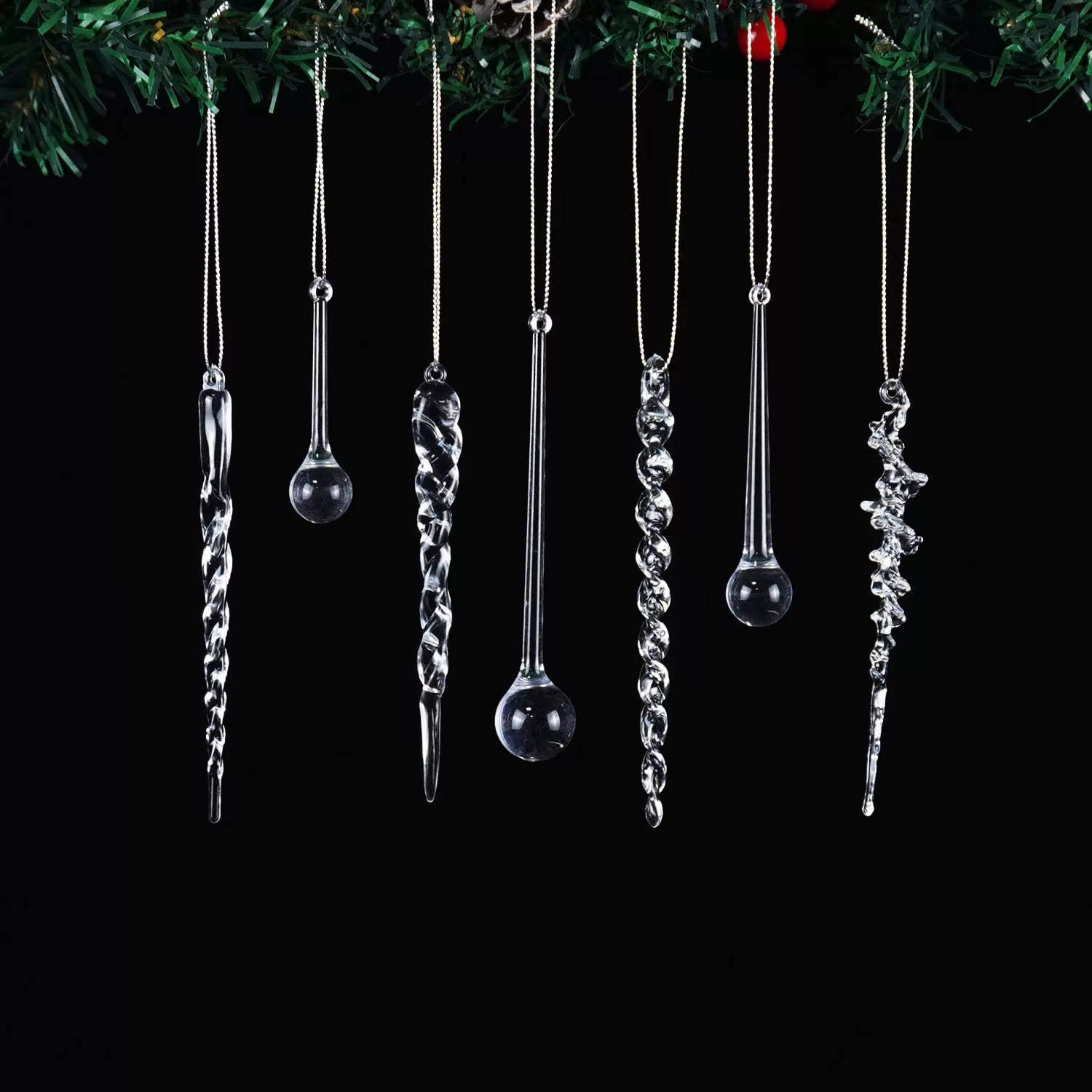 圣诞装饰冰条挂饰亚克力水晶透明冰条配件圣诞树创意装饰冰条挂件