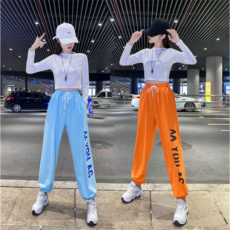 女性用クロスボーダーホットセールスポーツパンツ、2025年夏新作プリントハーレムパンツ、女性用ヒップホップファッションカジュアルレギンス、トレンディ|undefined