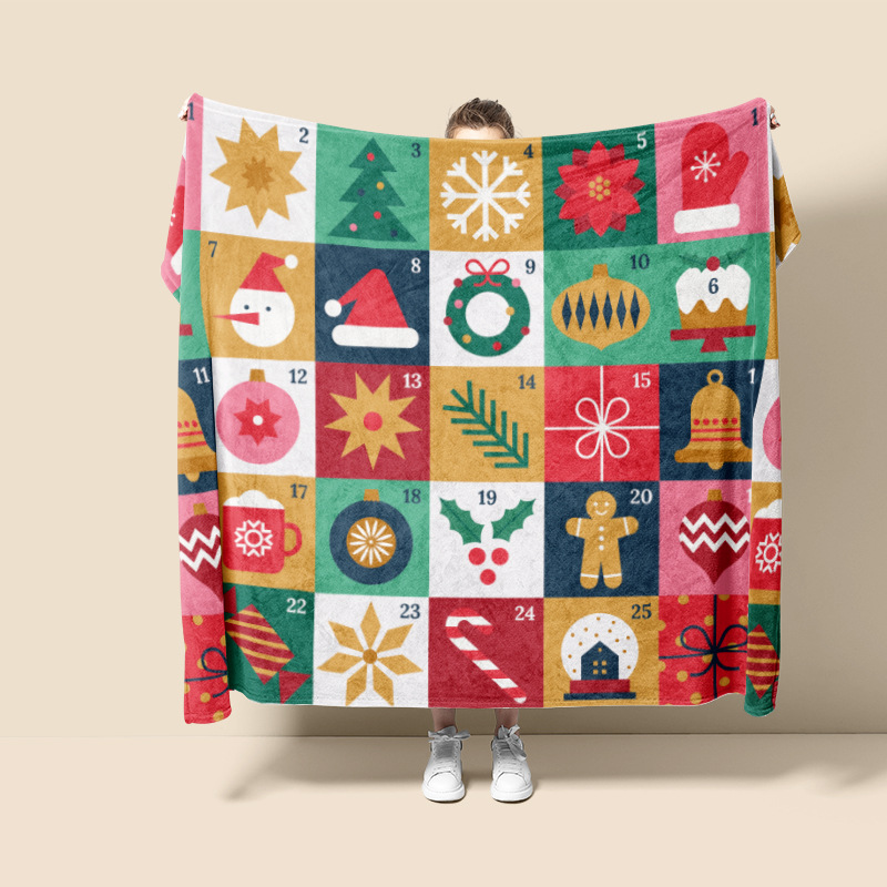 Navidad europea impresión digital franela mantas sofá suave mantas cálidas grandes cómodas al por mayor