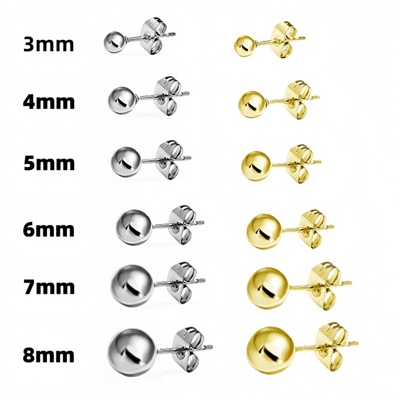Cross-Border Titanium Steel Ear Piercing Stainless Steel Bead Earrings Classic Sleep-Friendly Non-Removable Piercing Jewelry Plain Ear Balls Wholesale from Manufacturer Cross-Border Titanium Steel Ear Piercing Stainless Steel Bead Earrings Classic Sleep-Friendly Non-Removable Piercing Jewelry Plain Ear Balls Wholesale from Manufacturer