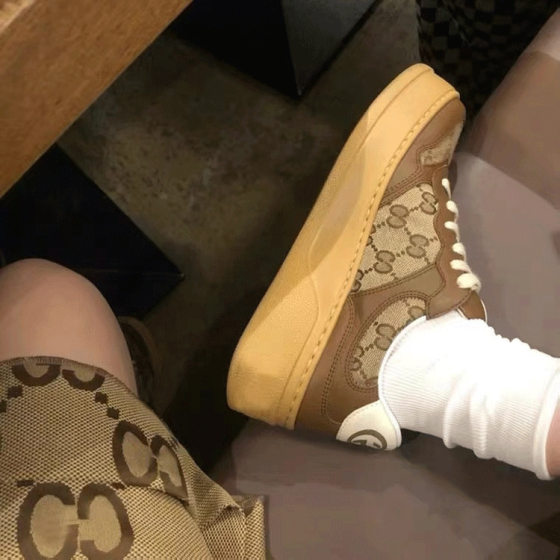 High Version Double G Letter Biscuit Shoes Classic Printed White Shoes Thick Sole Increased Retro Casual Sneakers for Men and Women