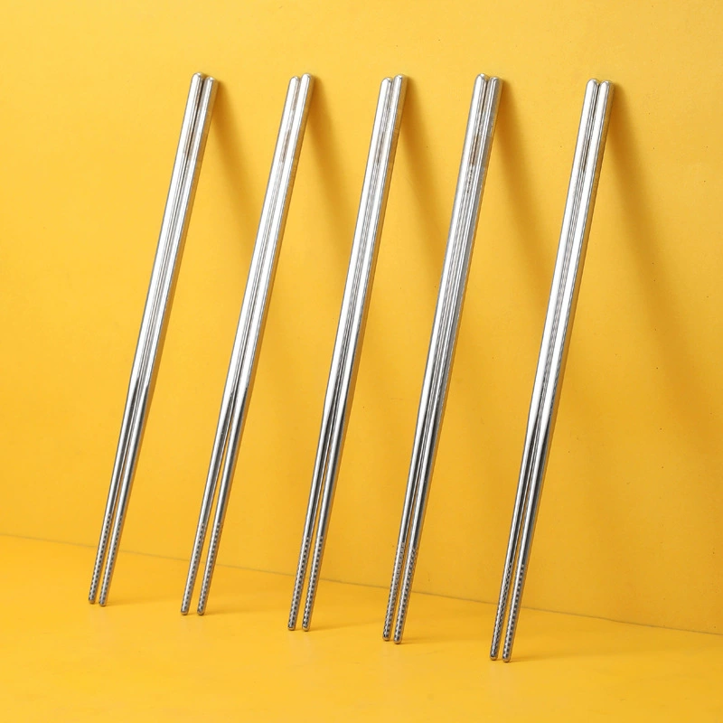 Пищевые палочки для еды из нержавеющей стали 316, лазер 304, нескользящие квадратные полые бытовые семейные палочки, противоожоговые серебряные железные палочки для еды