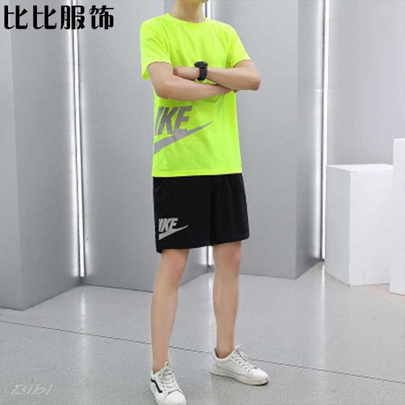 Camiseta de verano de manga corta, traje deportivo casual, pantalones cortos sueltos de dos piezas, ejercicio delgado, secado rápido