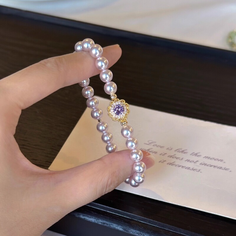 Monet Garden Full Circle Manta Rose Shi Home Pearl Colorful Flower Bracelet Women's High-Grade Elegant Niche Bracelet