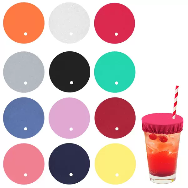 12-piece set of drink covers with straw holes, dustproof and reusable drink lids