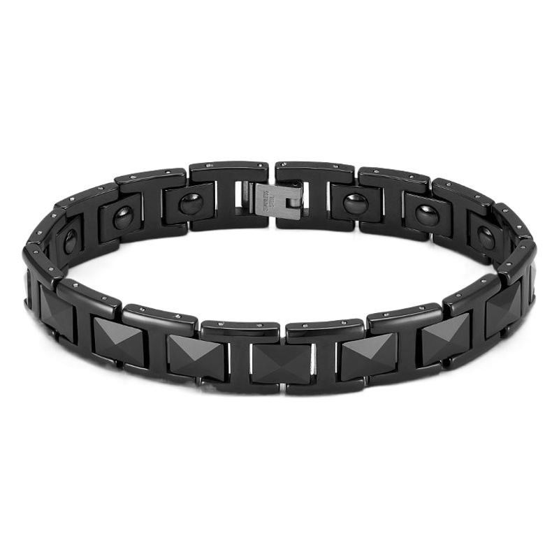 Pulsera europea y americana transfronteriza en stock tipo torre imán de cerámica negro niños pulsera simple pareja joyería de fundición al por mayor image 1