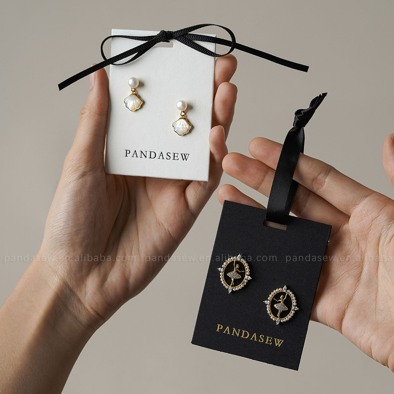 Pandasew 印制logo简约厚克重黑白卡纸耳环吊坠项链收纳|undefined