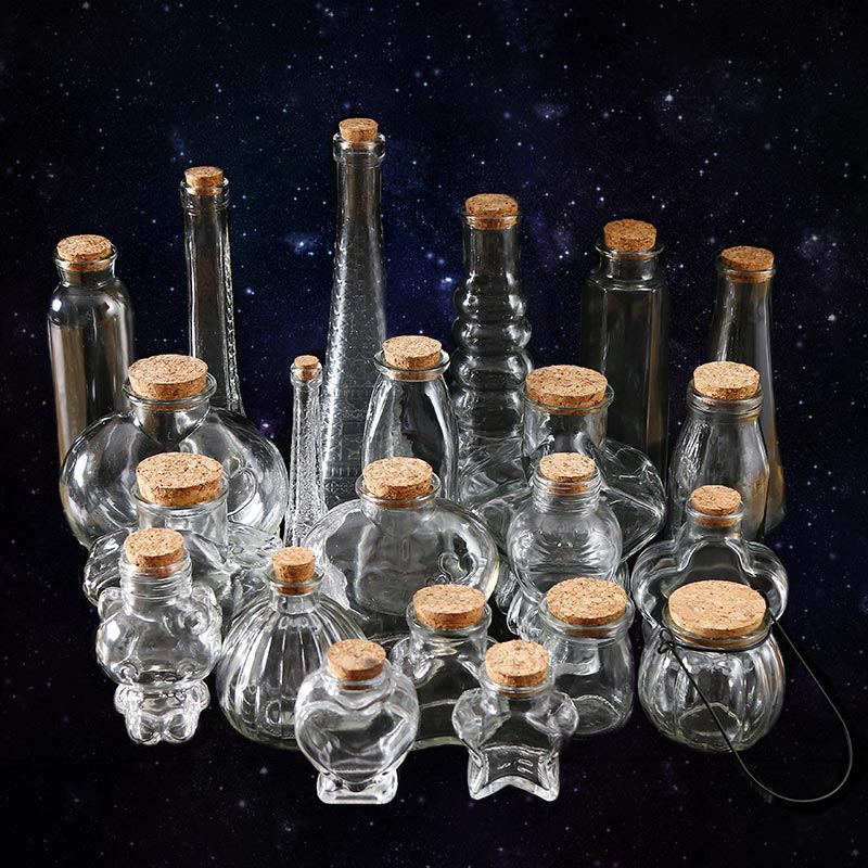 批发DIY幸运星玻璃瓶木塞漂流瓶许愿瓶创意星空瓶彩虹瓶星星瓶子
