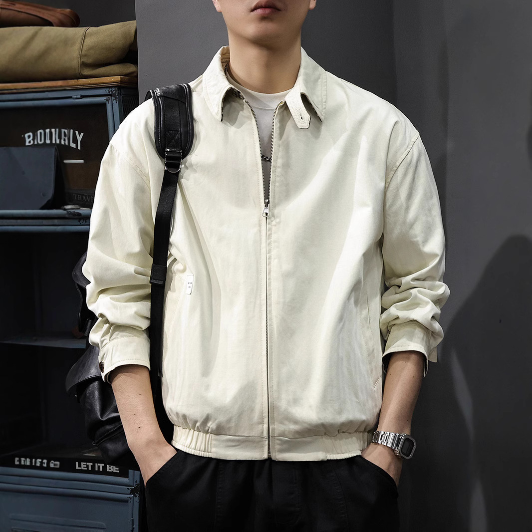 Retro design double-sided spring jacket for leisure
