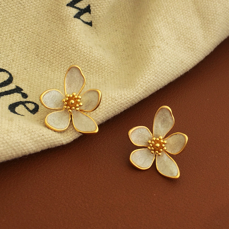 Fairy Style Flower Copper Earrings Plating Copper Earrings